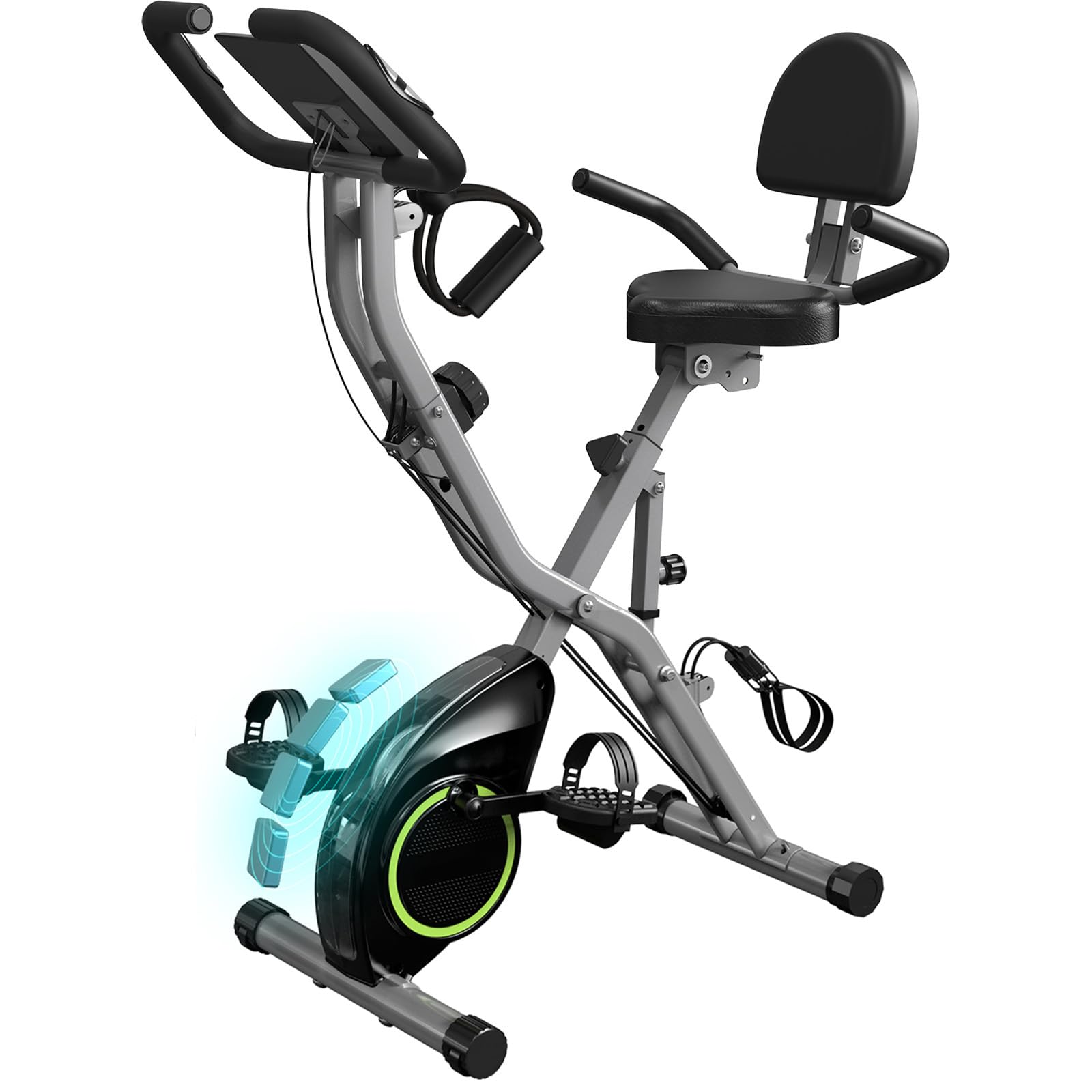 Vélo Pliable 4-en-1 Pour La Maison – Résistance Magnétique 16 Niveaux, écran LCD Et Cardio