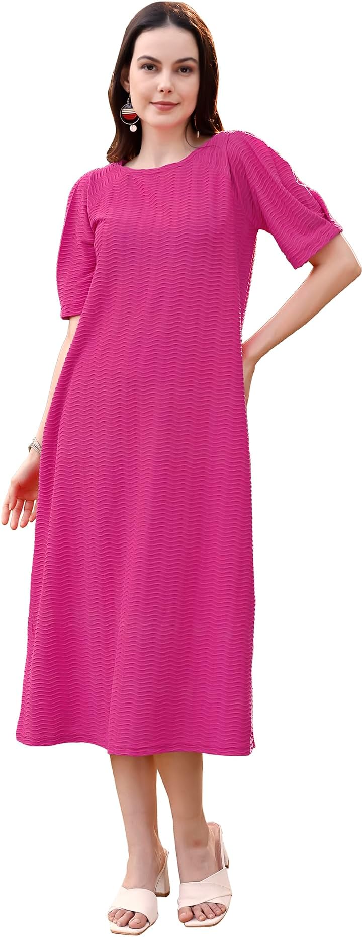 PURVAJAWomen’s A-Line Below Knee Length Dress (Yuvi-011-013)