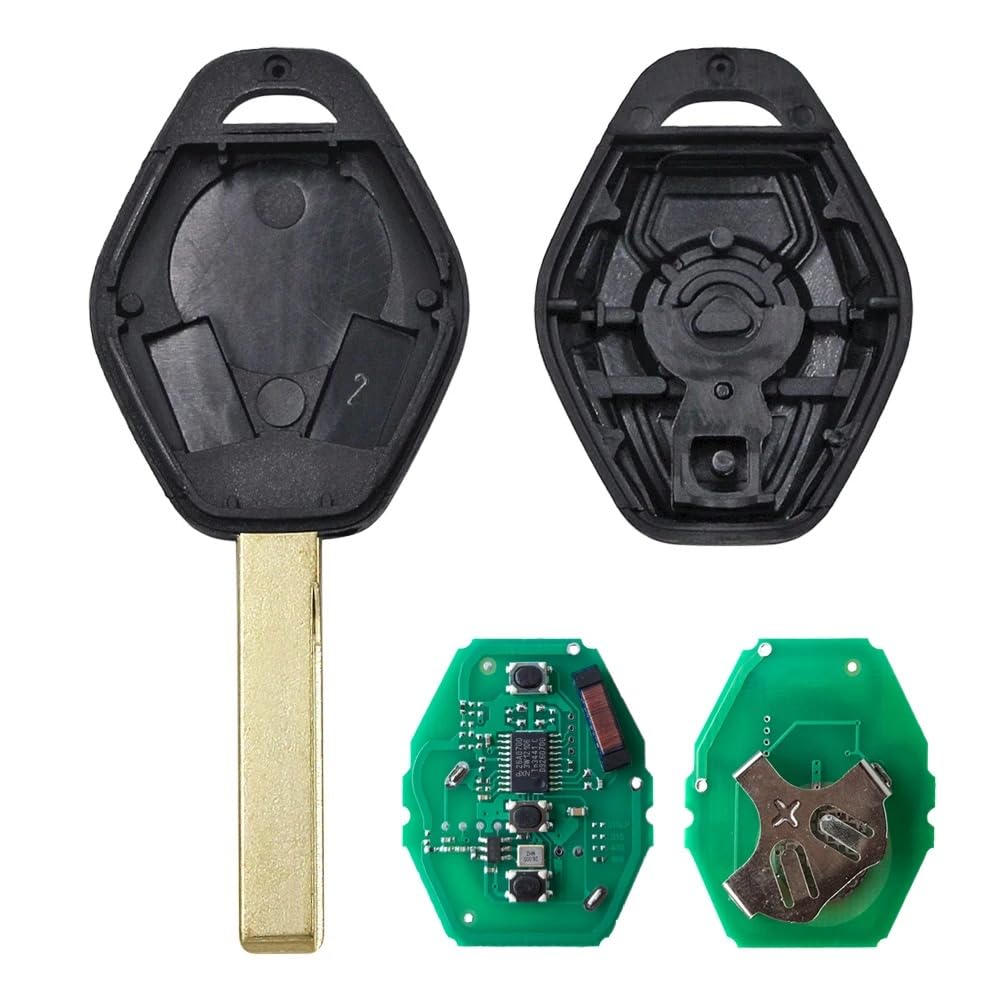 Llave Funda de Coche Mando a Distancia para 434 MHz 3 Botones, Carcasa para BMW CAS2 Serie 5 E46 E60 E83 E53 E36 E38 E39 ID46 Chip HU92