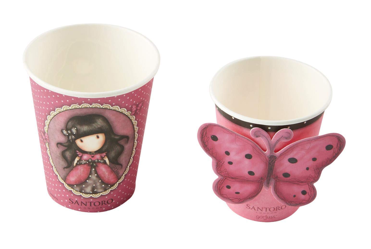 Smiffys Santoro Gorjuss Ladybird Paper Cups, Pink 8 Pack of Printed Paper Cups with 2 Designs, 9oz, Officially Licensed Santoro Gorjuss Fancy Dress, Child Dress Up Party Goods