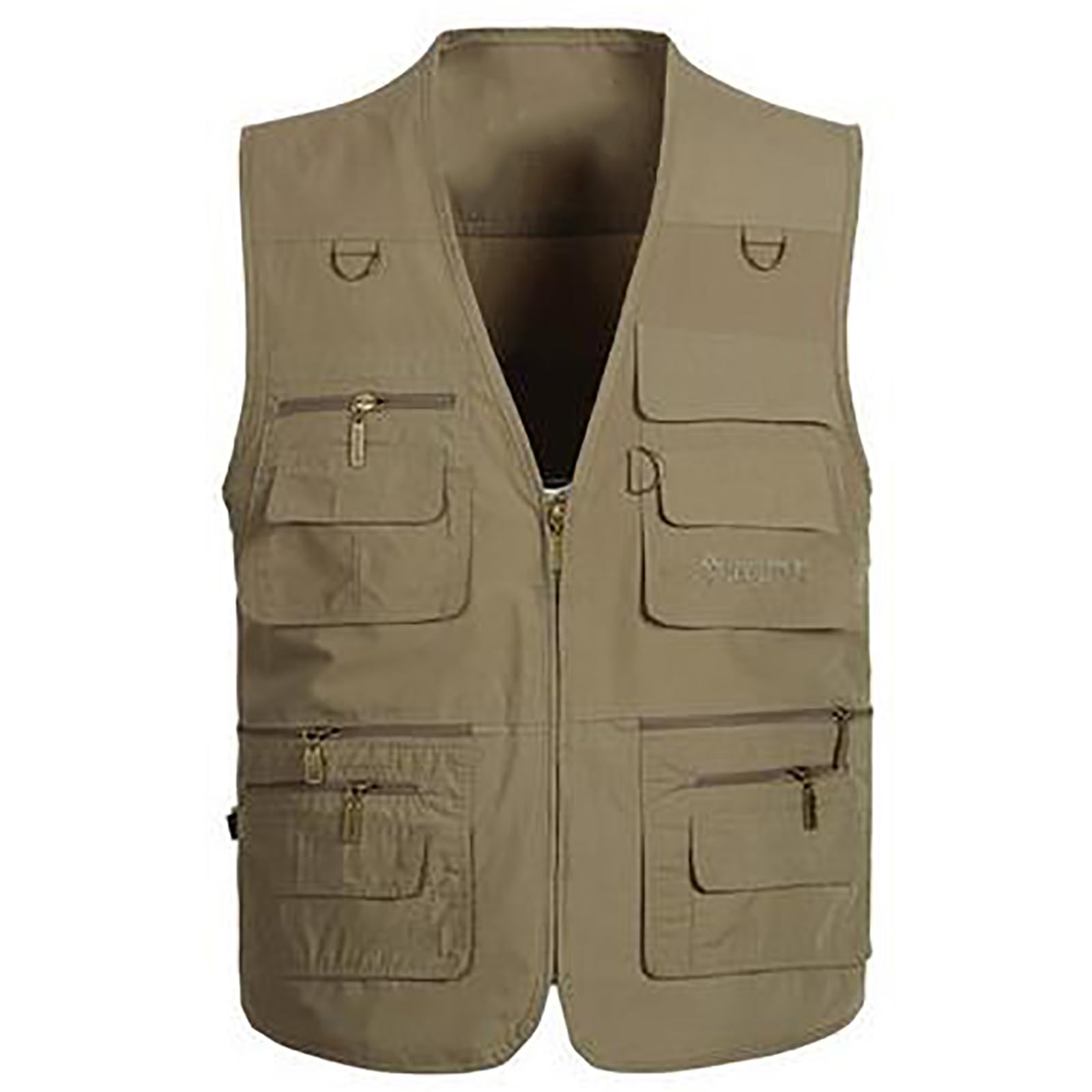 Chaleco de Pesca Hombre Secado Rápido Chaqueta Sin Manga con Multibolsillos para Viaje Senderismo Fotografía(Size:5XL,Color:Caqui)