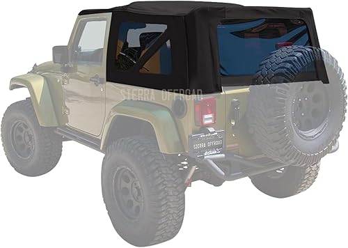 Miniatura 2 de Sierra Offroad Repuesto superior suave para Jeep Wrangler JK 2007-2009 2DR, estilo de fábrica, vinilo de sarga, negro