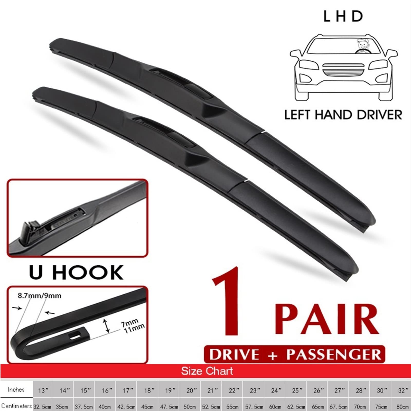 Front Windscreen Wiper Blades For Ford Transit Connect 2002-2013 – Pair, Left & Right