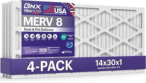 Miniatura 201 de BNX TruFilter - Filtro de aire 14 x 25 x 1 MERV 8, electrostático plisado para defensa contra polvo y mascotas, para aire acondicionado, HVAC