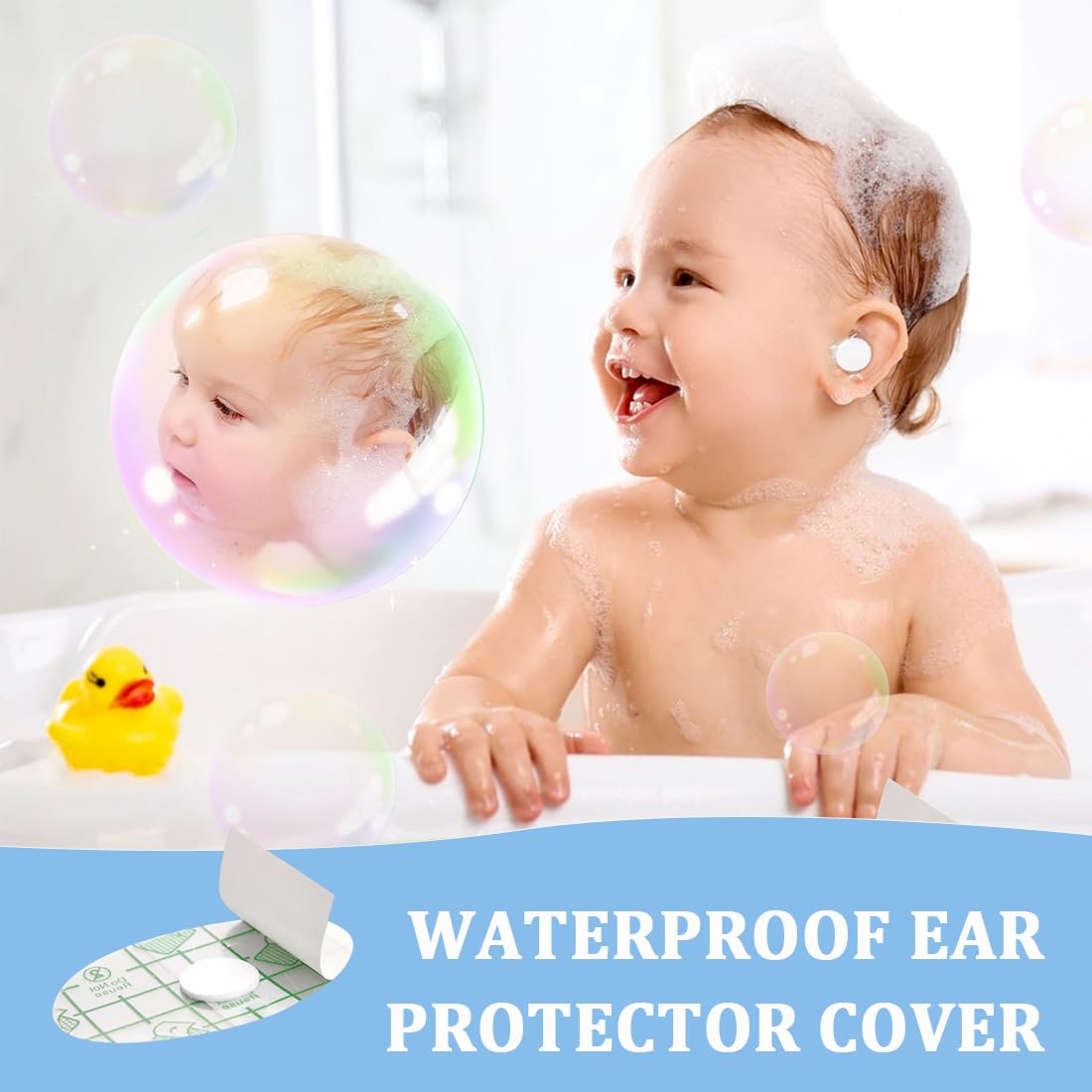 Protezione Impermeabile per Orecchie Bambini - 40 Adesivi per Doccia, Nuoto, Surf, Neonato - Copriorecchie Monouso per Snorkeling