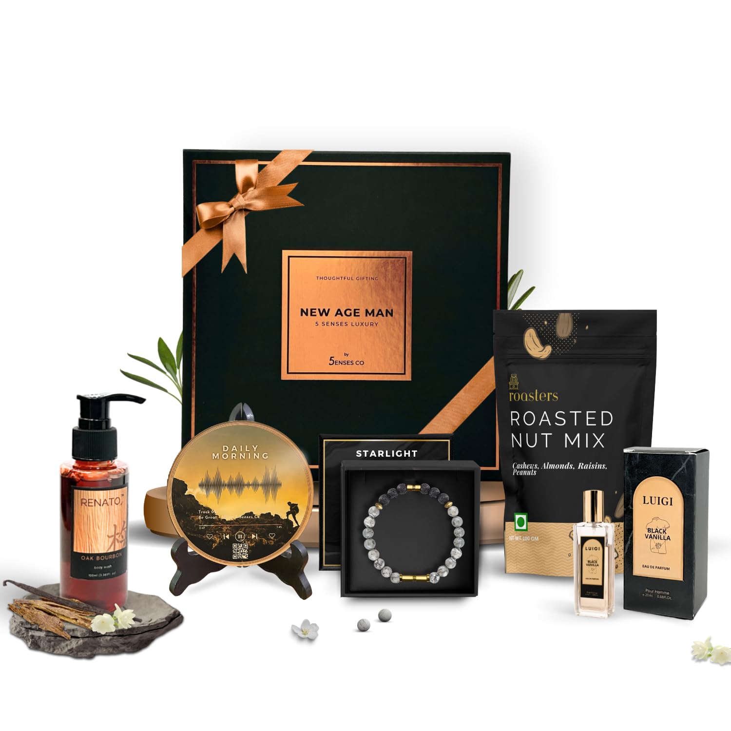 Luxury Gift Hamper for Men | Gift Set For Father's Day, Husband, Dad, Boyfriend, Brother | For Birthday, Anniversary, Rakhi & All Special Occasions | Consists Of Perfume, Luxurious Body Wash, Bracelet & More