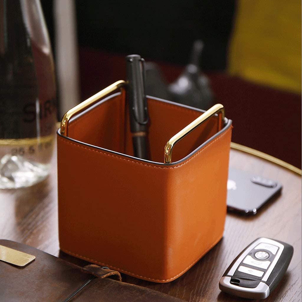 Portamatite Portapenne in Pelle, portamatite Multifunzione Durevole con Impugnatura Portatile, Porta pennelli per Trucco con Design a Bocca Larga Portapenne