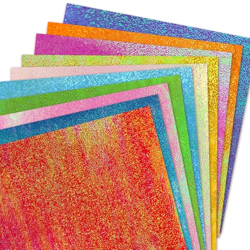 Konsait 50 Sheets Shimmer Origami Paper 10x10, Single Sided Shiny
