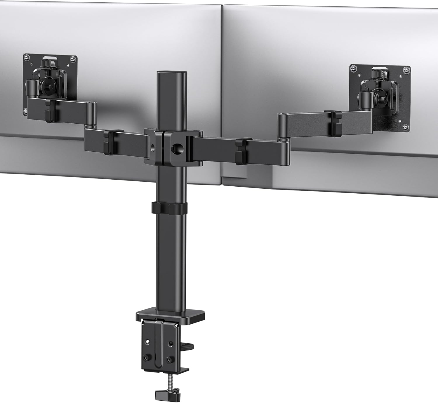 Dual Monitor Stand for 17-32 inch, Dual Monitor Mount with Adjustable Tilt, Swivel, Rotation, Tiered Arms for Extra Height, Supports 22 lbs per Arm