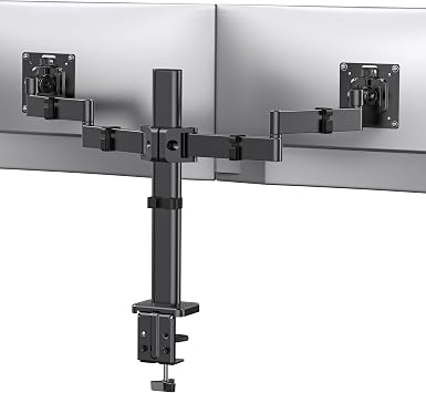 ErGear Dual Monitor Stand for 17-32 inch, Dual Monitor Mount with Adjustable Tilt, Swivel, Rotation, Tiered Arms for Extra Height, Supports 22 lbs per Arm