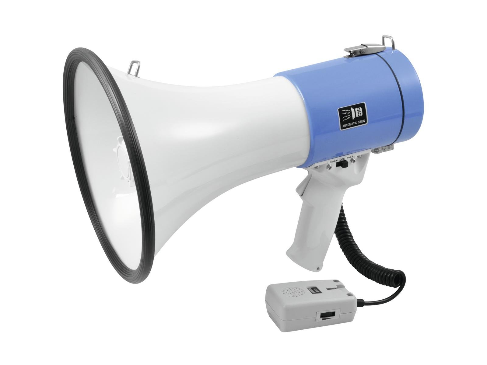 Omnitronic MP-25 Megaphon | Leistungsstarkes 25-Watt-Megaphon mit Sirene | Durch hochwertiges Kunststoffgehäuse (ABS) schlag- und kratzfest