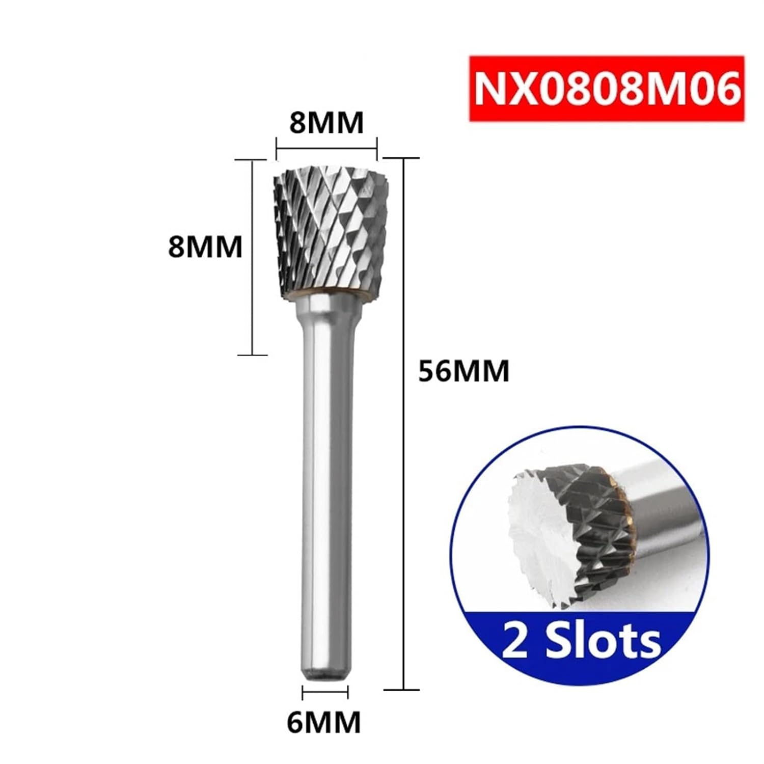 1Pcs N/NX Type Tungsten Carbide Rotary File Point Burr Die Grinder Abrasive Tools Drill Milling Metal Wood Carving Bit(NX0808M06)