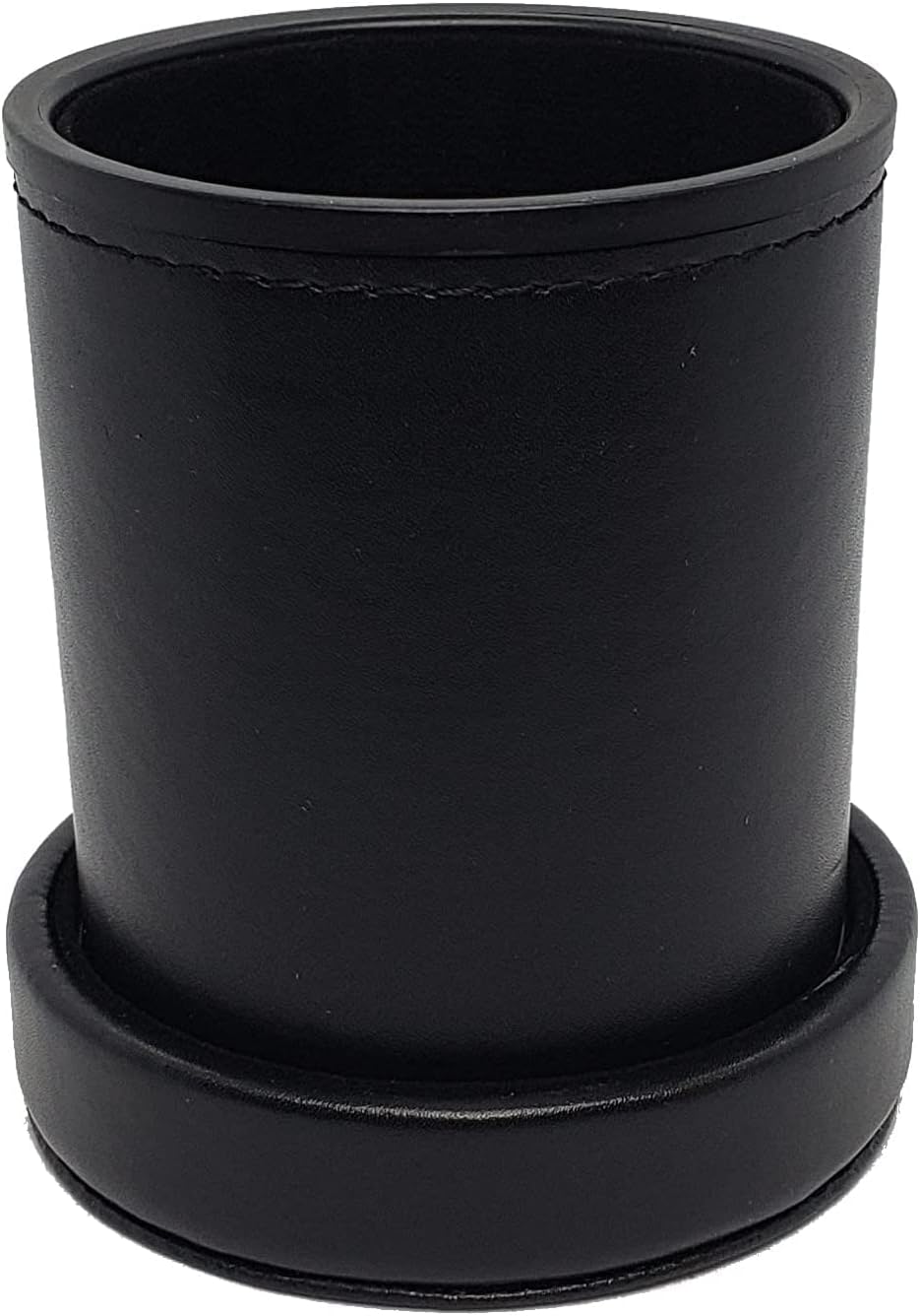 Set of 16mm Ivory Tone Poker Dice Rounded Corners and Black PU Leather Dice Cup Plush Felt Lined - Gift Boxed (Black Lining with Lid)