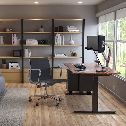 Miniatura 8 de Ergotech Escritorio eléctrico ajustable de pie para el hogar u oficina, escritorio laminado negro con base blanca, 50 pulgadas x 26 pulgadas