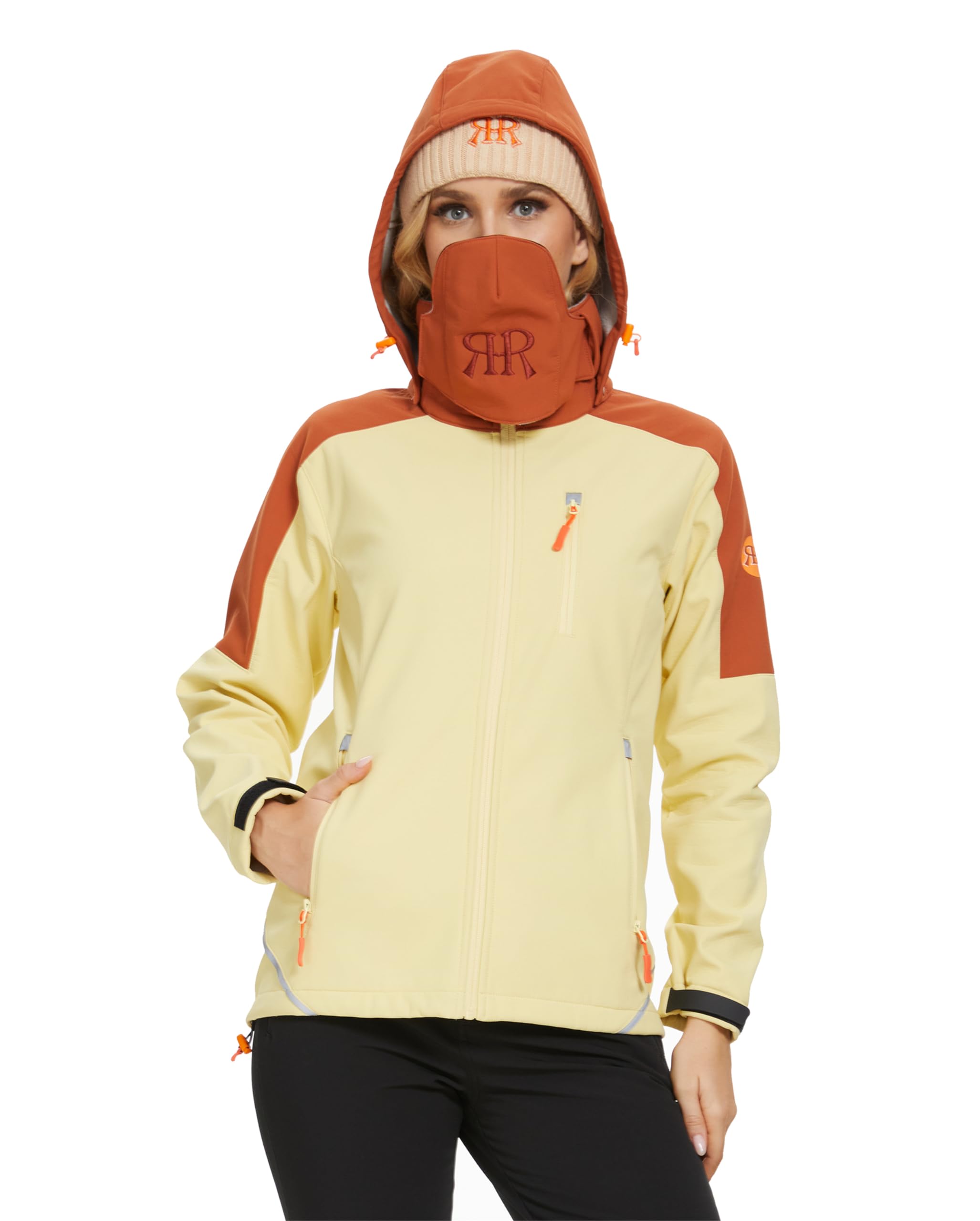 REYSHIONWA Women's Snowboard Coat Fleece Lined Insulated Windstop Winter Ski Jacket Removable Hooded Lemon