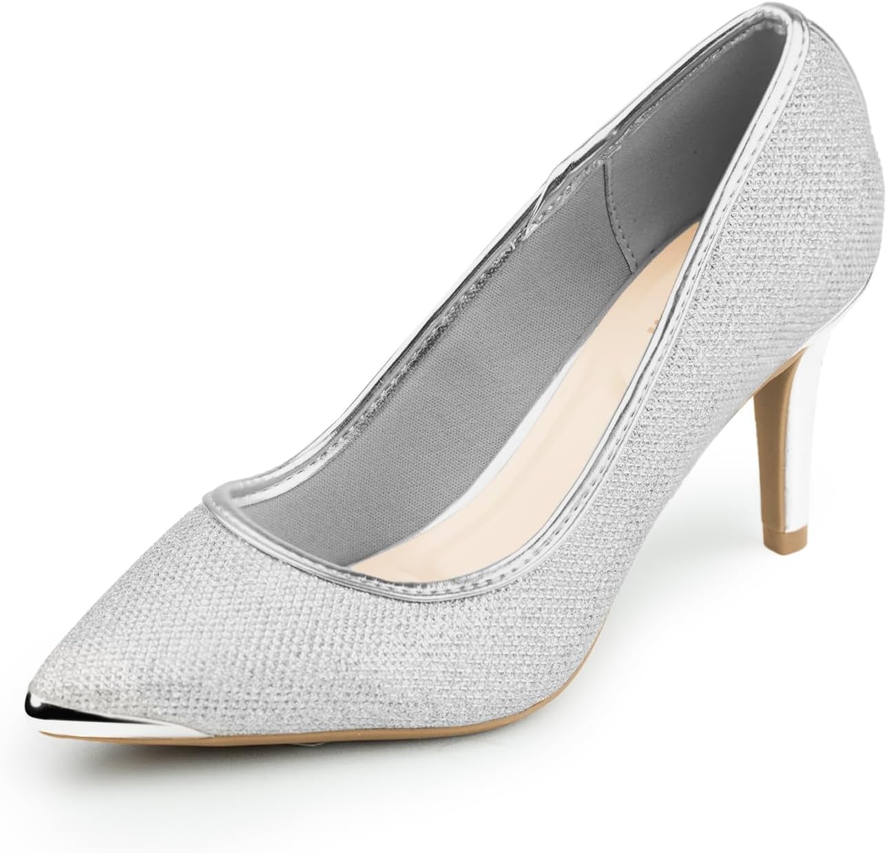 Womens 3 Inch Kitten Heel Pumps Shoes Pointed Toe Wedding Office Prom Glitter Low Heel Dress Work Party Comfortable