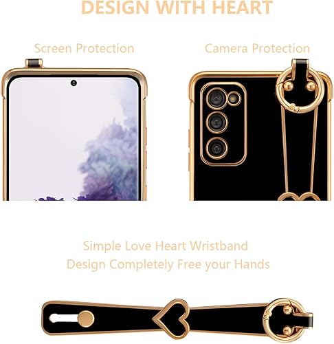 Vista 275 de ZTOFERA Funda para Samsung Galaxy S22 Plus 5G con correa para la muñeca, bonito borde chapado de lujo, patrón de corazones de amor para niñas y Azul