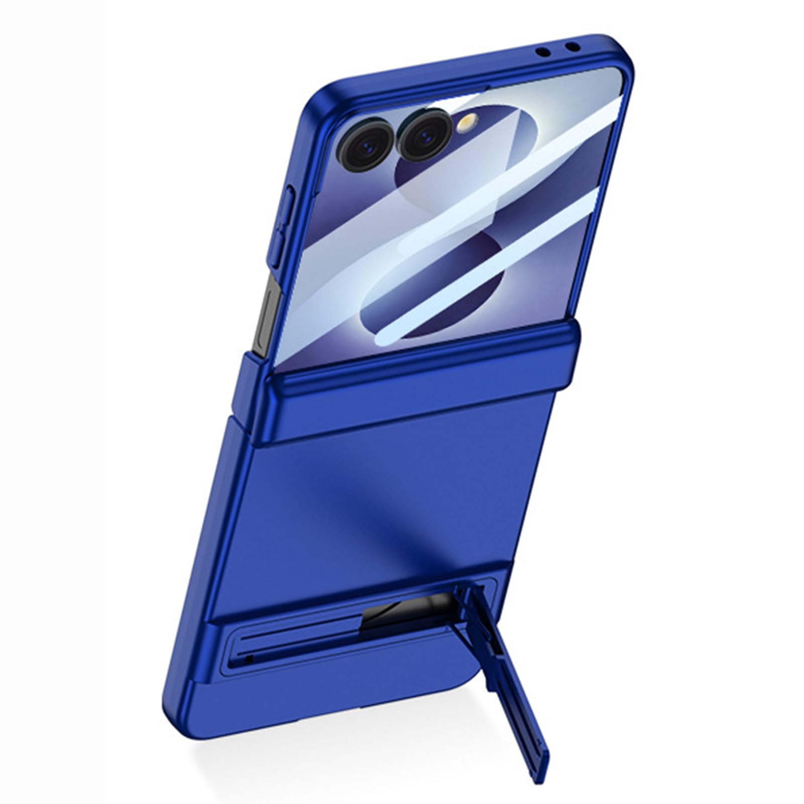 LUOTANL Multifunctional Case for Samsung Galaxy Z Flip 8, Screen Protector Slim Kickstand Frosted Hinge Cover,Blue,Flip 8