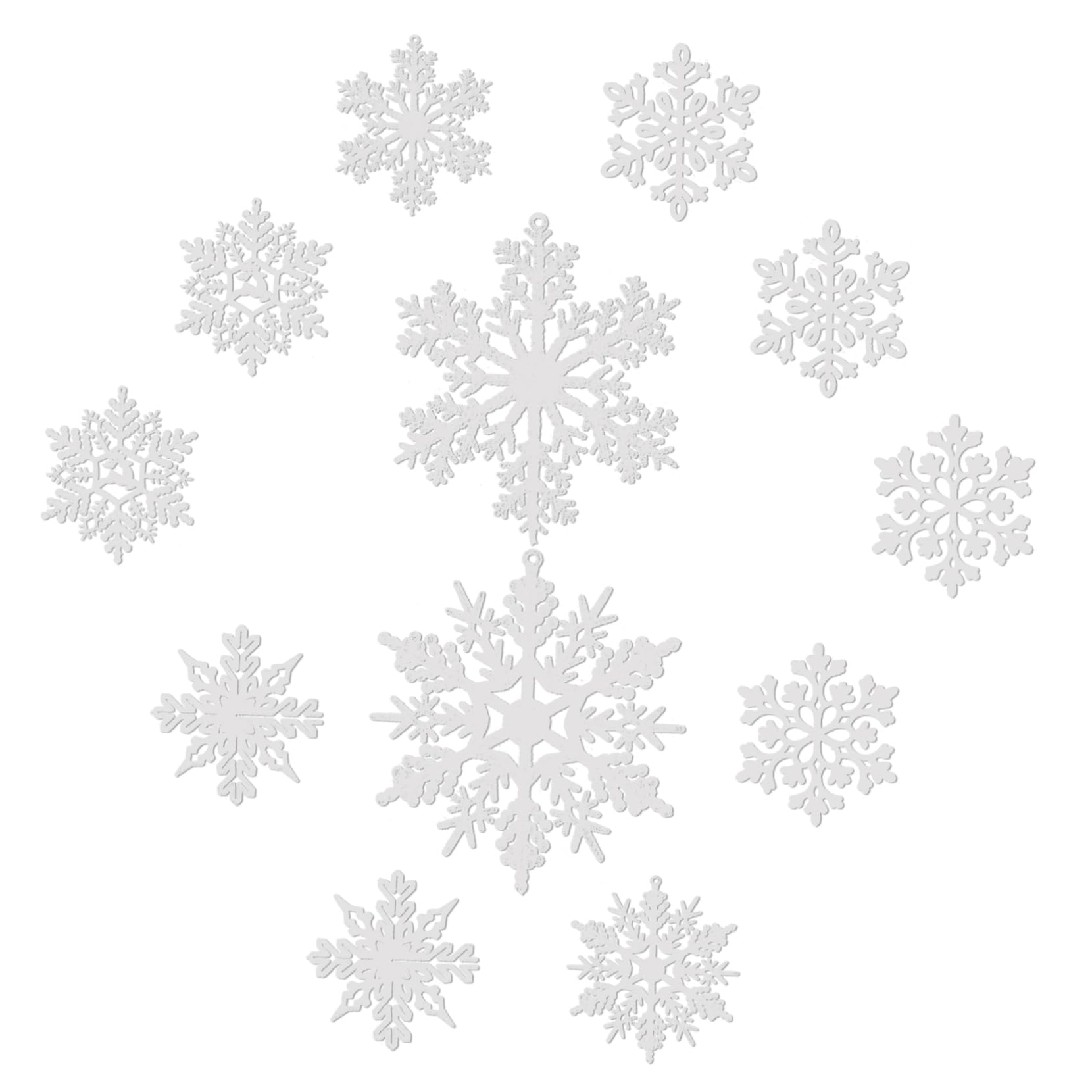 ABOOFAN 5 Sätze Weihnachtsschneeflocke-anhänger Schneeflocken Hängende Ornamente Weihnachtslichter Schneemann- Glockenverzierungen Weihnachtsgirlande Plastik Weiß 12 Stück * 5