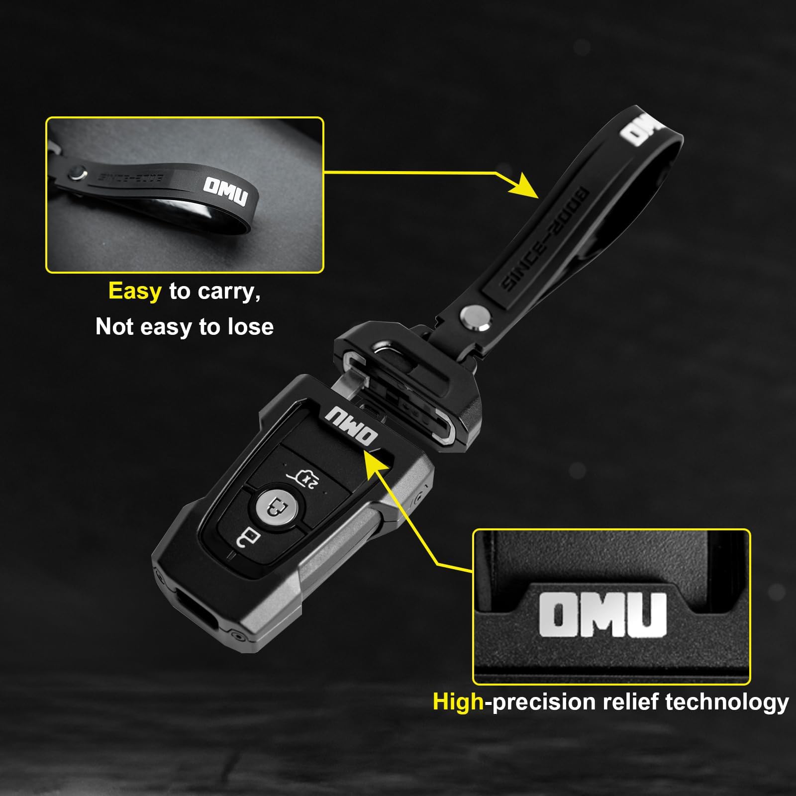 1 Pack Compatible with Ford Bronco Fob Key Cover,OMU Genesis Series Key Fob Cover Case Compatible with Ford Bronco, Raptor, F150, F250(Magnesium Alloy)