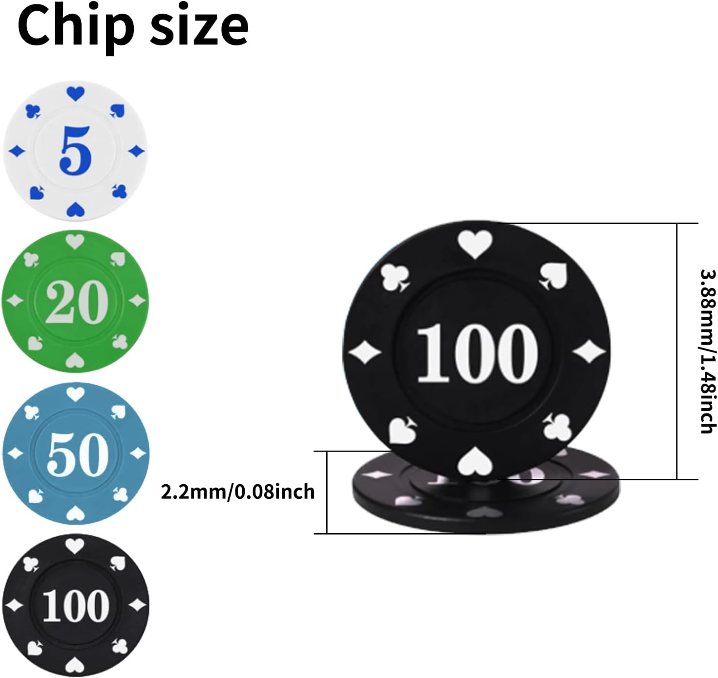 Professional Poker Chips Set with Storage Box for Blackjack, Texas Hold'em, Night Poker Games - 100 Pieces