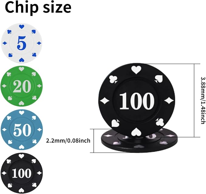 Set Profesional de Fichas de Póker 100 Piezas con Estuche Acrílico miniatura 3
