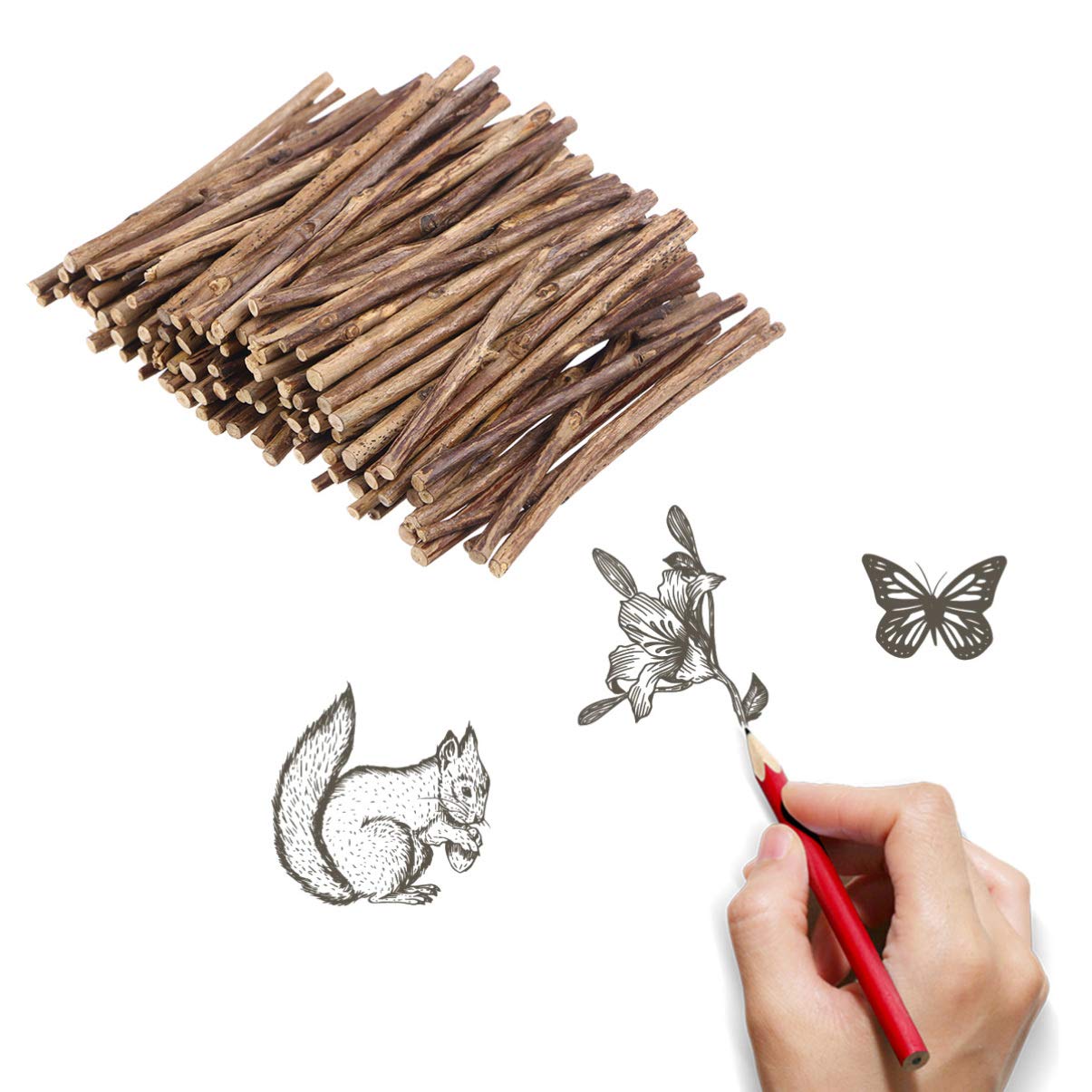WOPPLXY 100 bastoncini in legno di tiglio, diametro 1 cm, lunghezza 25 cm, listelli in legno per fai da te, legno naturale, quadrati