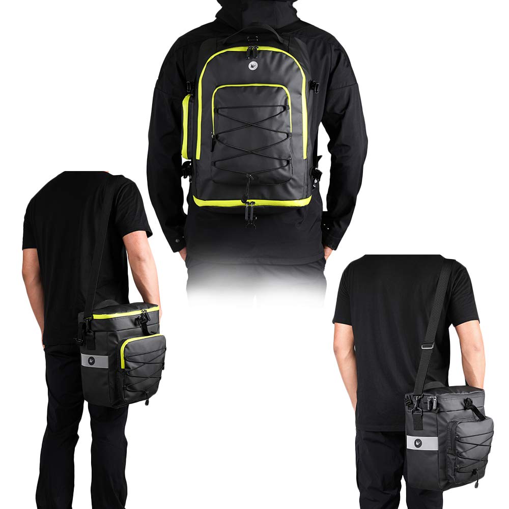 UBORSE Borsa per Bicicletta Borsa Posteriore Bici Borse Portapacchi Bici con Copertura,3 in 1, Impermeabile Grande Capacità di 65L Accessori con Strisce Riflettenti (Nero)