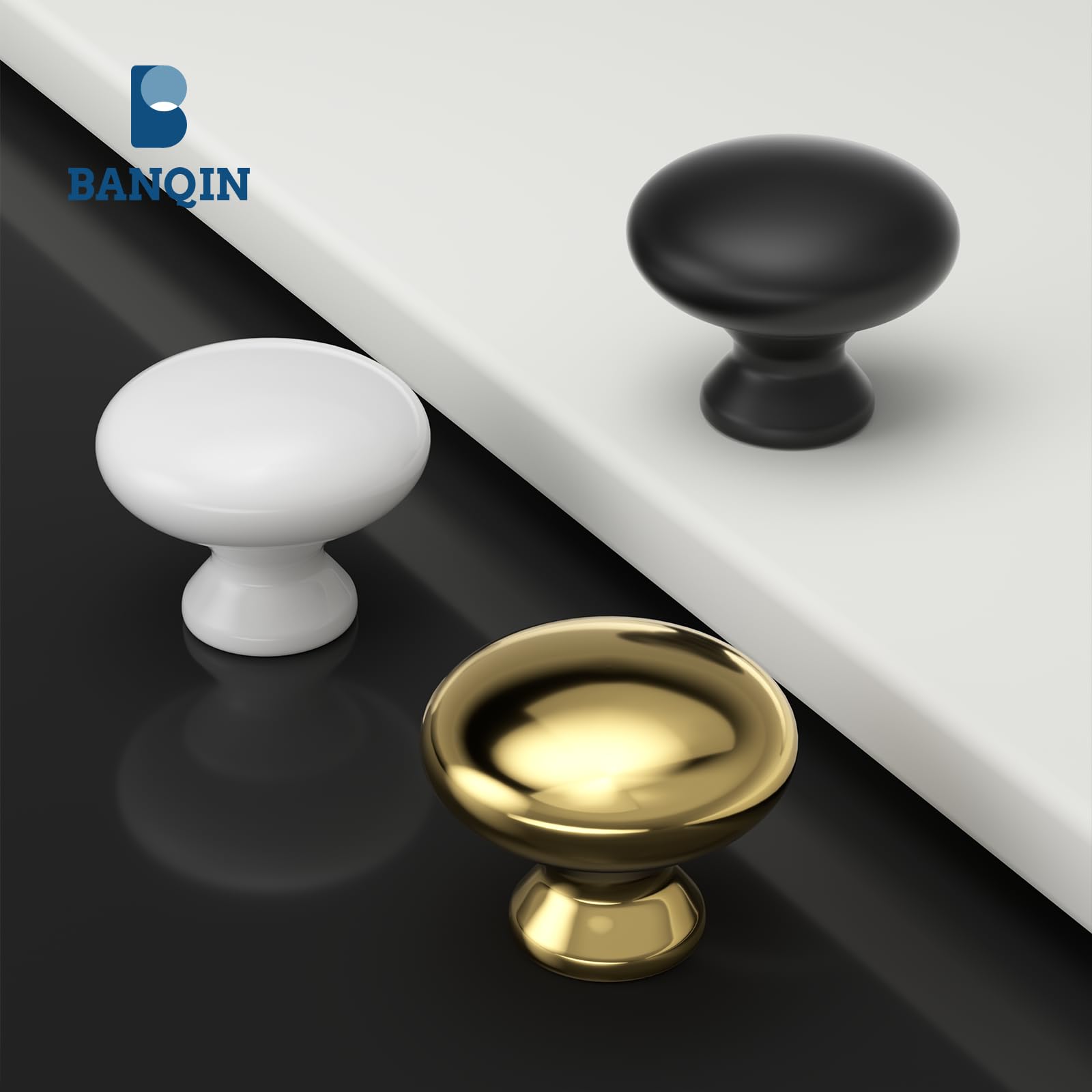 Paquete De 10 Pomos Redondos Blancos Para Gabinetes Cocina, Baño, Armarios, Aparadores, Cajones