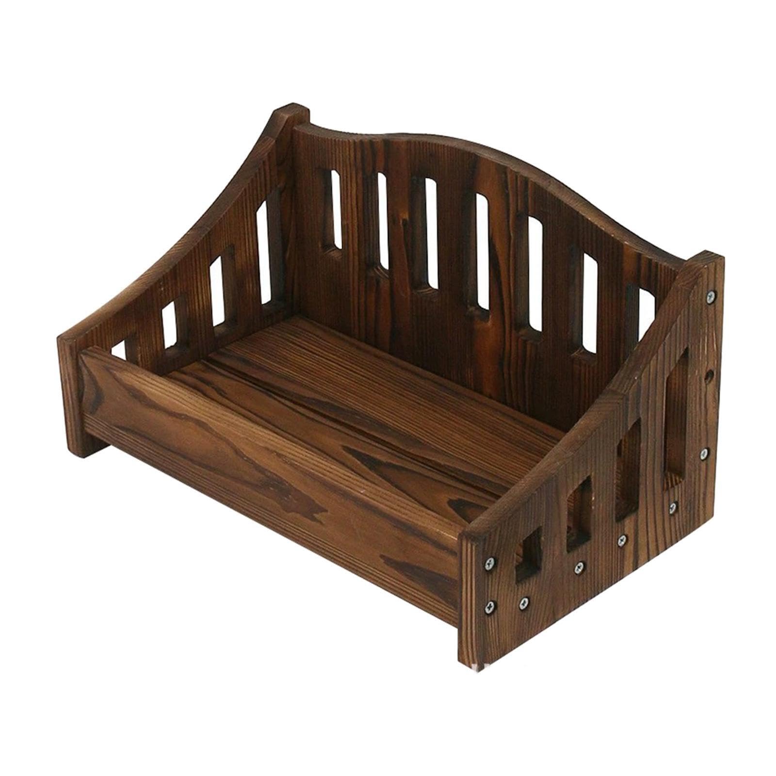 Piccolo letto in legno per posare oggetti di scena per la fotografia di neonati, scelta di tendenza per fotografi professionisti e amatoriali, oggetti, caffè, 38x22.5 cm