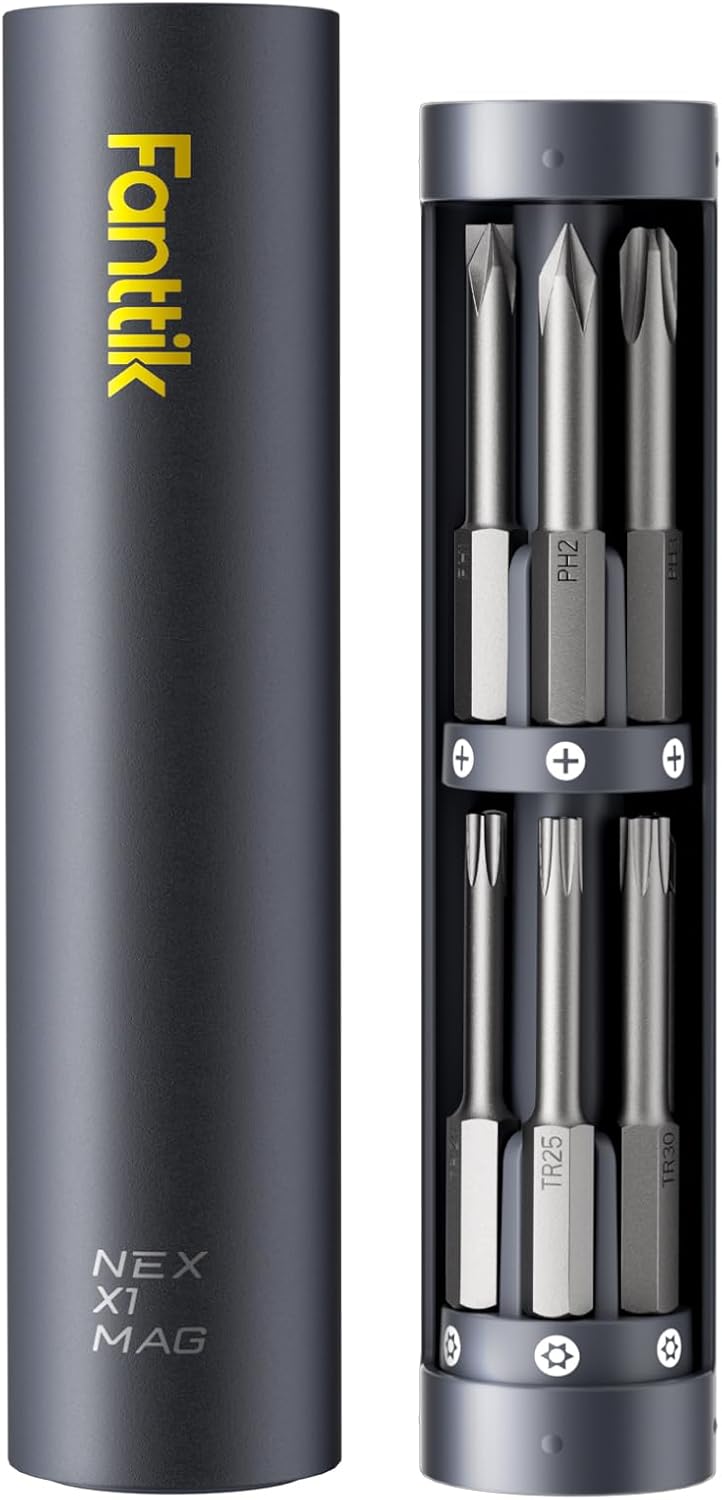 Fanttik X1 Mag Screwdriver Bits, 12-in-1 Screwdriver Bit Set, S2 Steel, 1/4" Hex, 2 inches Screwdriver Bits, Magnetic Aluminum Case Storage