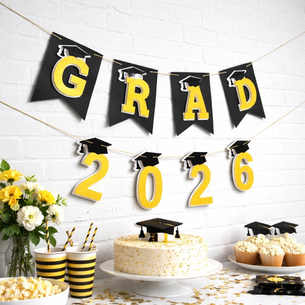 Graduation Decorations – 3D Congrats Grad 2026 Banner