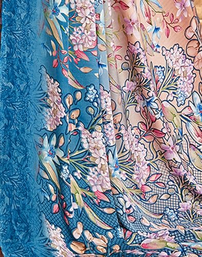 Image of SIRIL Women's Silk Crepe Floral Printed Saree With Unstitched Blouse Piece