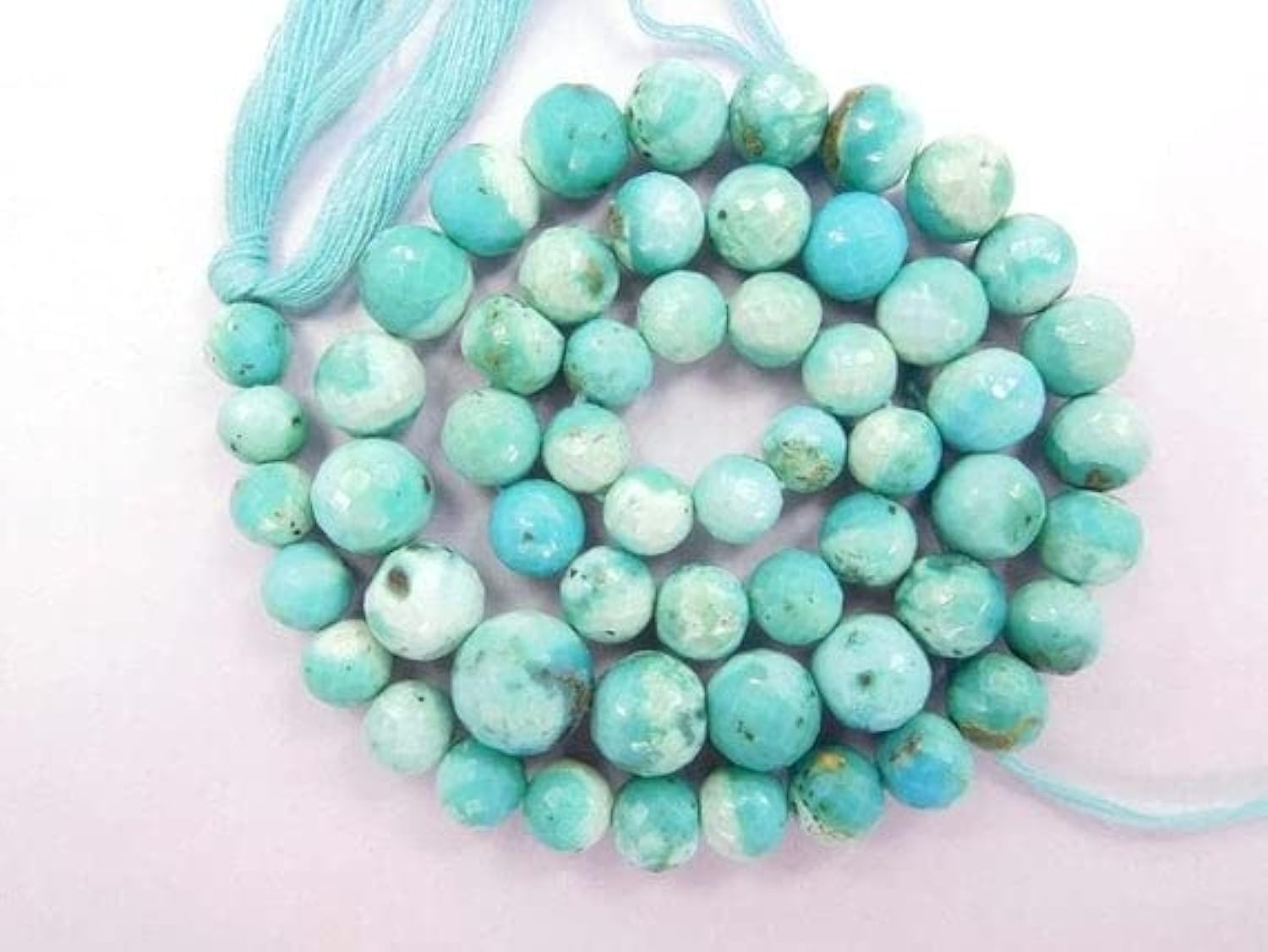 LKBEADS Naturalne Arizona turkusowe fasetowane okrągłe koraliki Wa-17 okrągłe koraliki, koraliki z kamieni szlachetnych, okrągłe koraliki, koraliki do biżuterii 33 cm pasemko. 6-10 mm