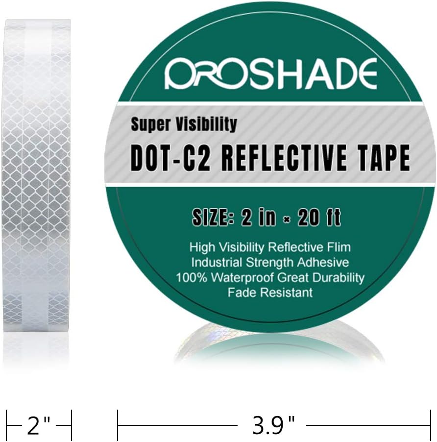 DOT-C2 White Reflective Tape, Reflector Conspicuity Tape Stickers High Intensity Waterproof (2'' × 20')