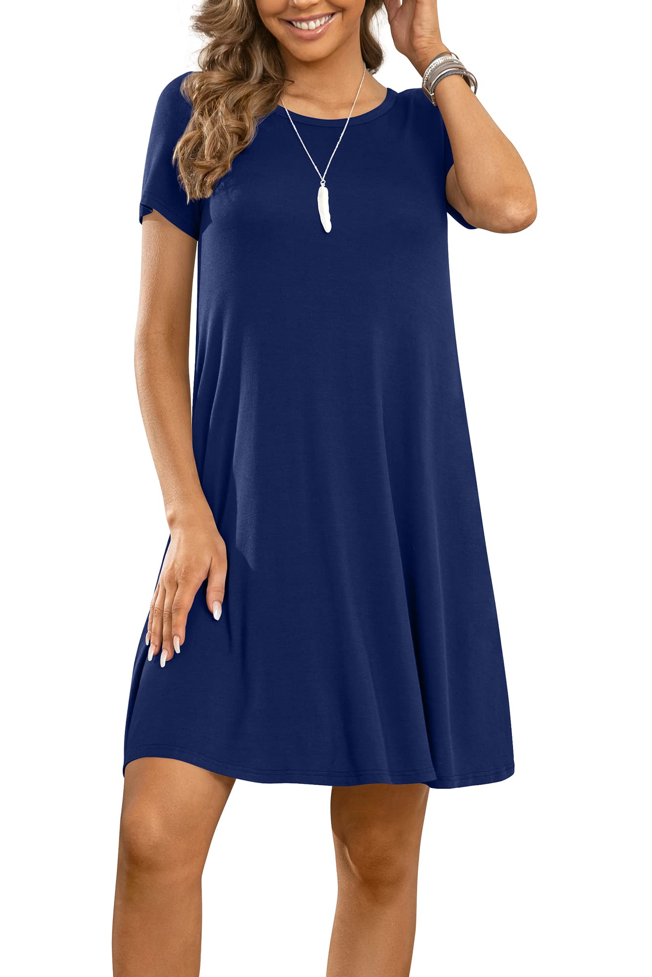 Women's Summer Casual Tshirt Dresses Short Sleeve Cover ups Beach Loose Dress