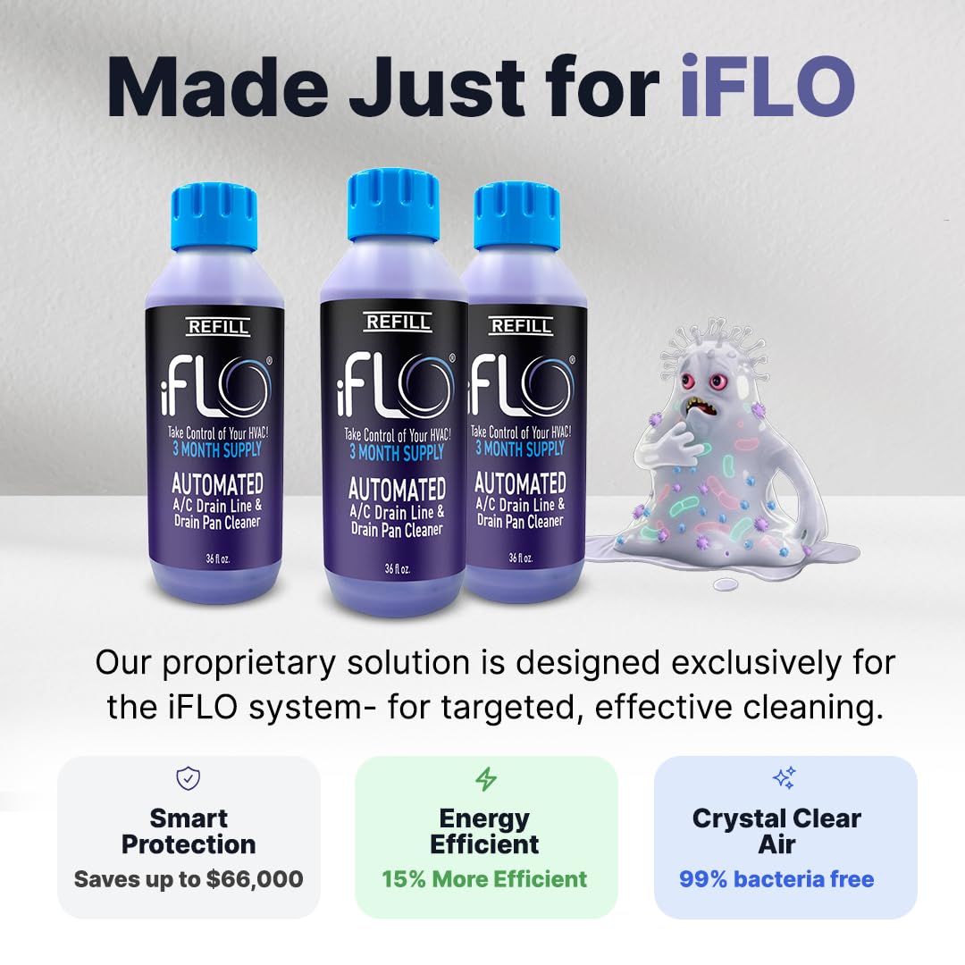 iFLO Inteligentny automatyczny wkład do czyszczenia przewodu odpływowego AC (1 x wkład 36 Fl Oz)