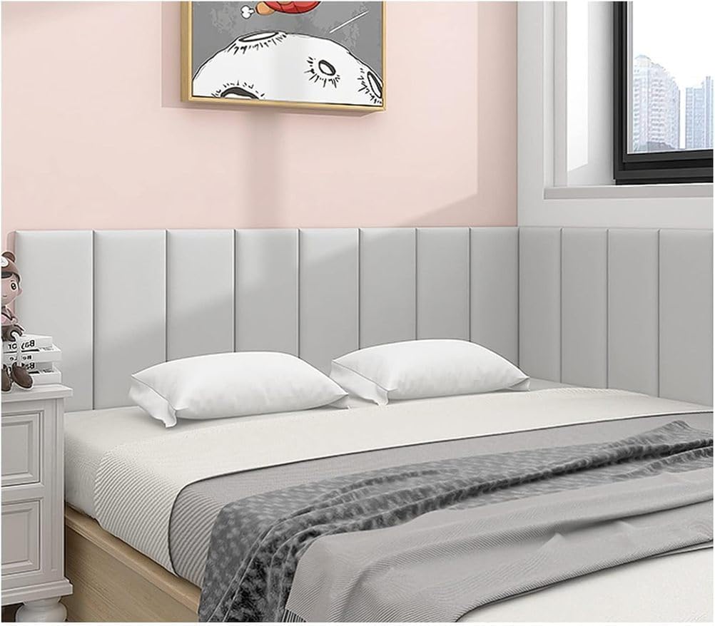 Panneau de tête de lit capitonné autocollant 3D pour chambre à coucher et salon - Design anti-collision - Taille double
