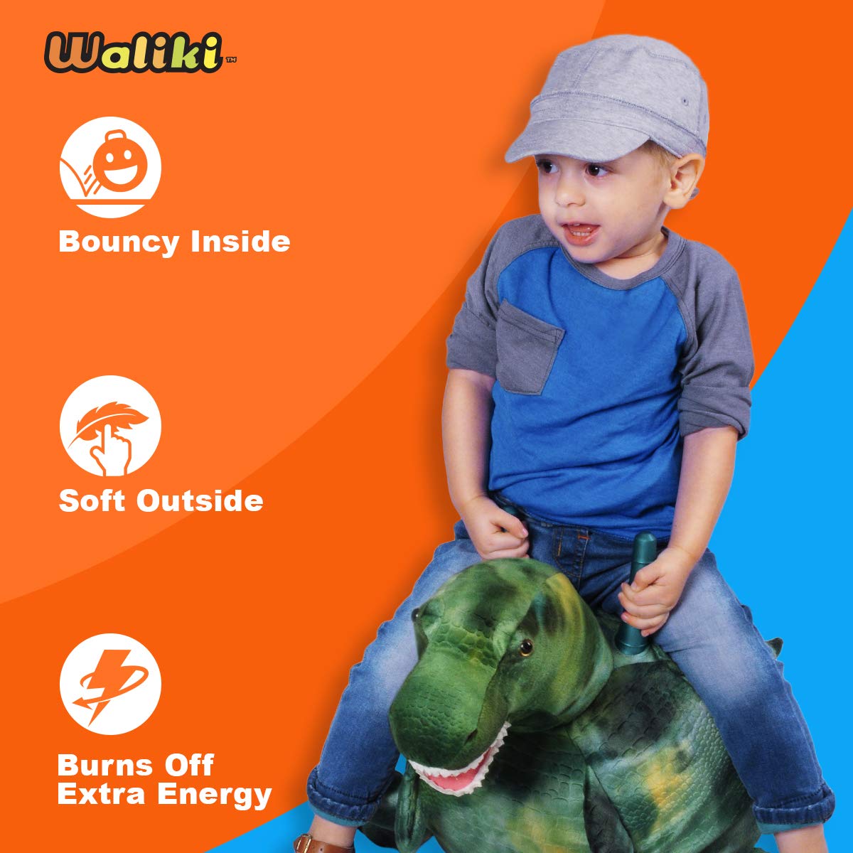 WALIKI Horse Hopper Ball for Kids | Hippity Hop | Jumping Hopping Ball | Sit & Bounce (Small: Ages 3-5, T-REX)