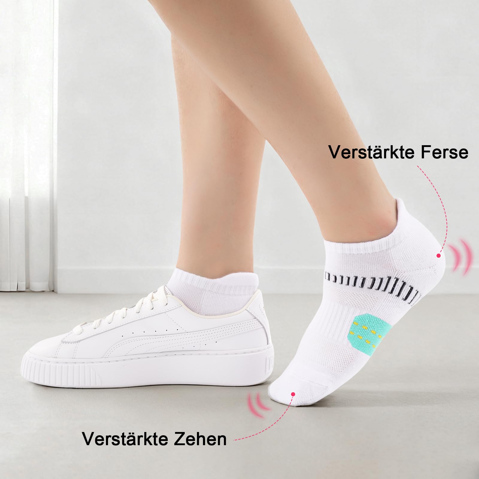 Calzini Sportive Donna da Running con Supporto Imbottito Calze Basse Traspiranti per Sneakers 6 Paia - 4