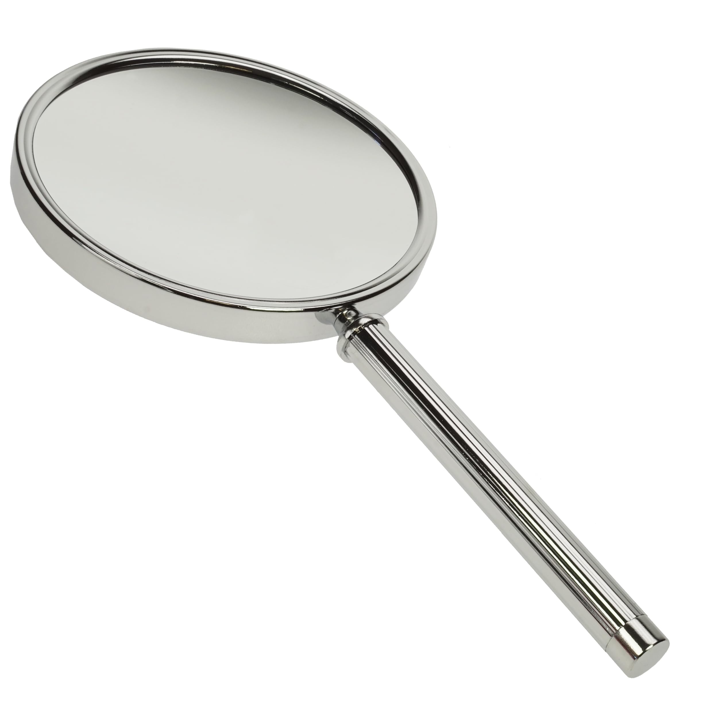 Fantasia Miroir à Main avec poignée - Double Face Normal et grossissement x 10 - Diamètre : 13 cm - Longueur : 28,5 cm - Argenté/chromé