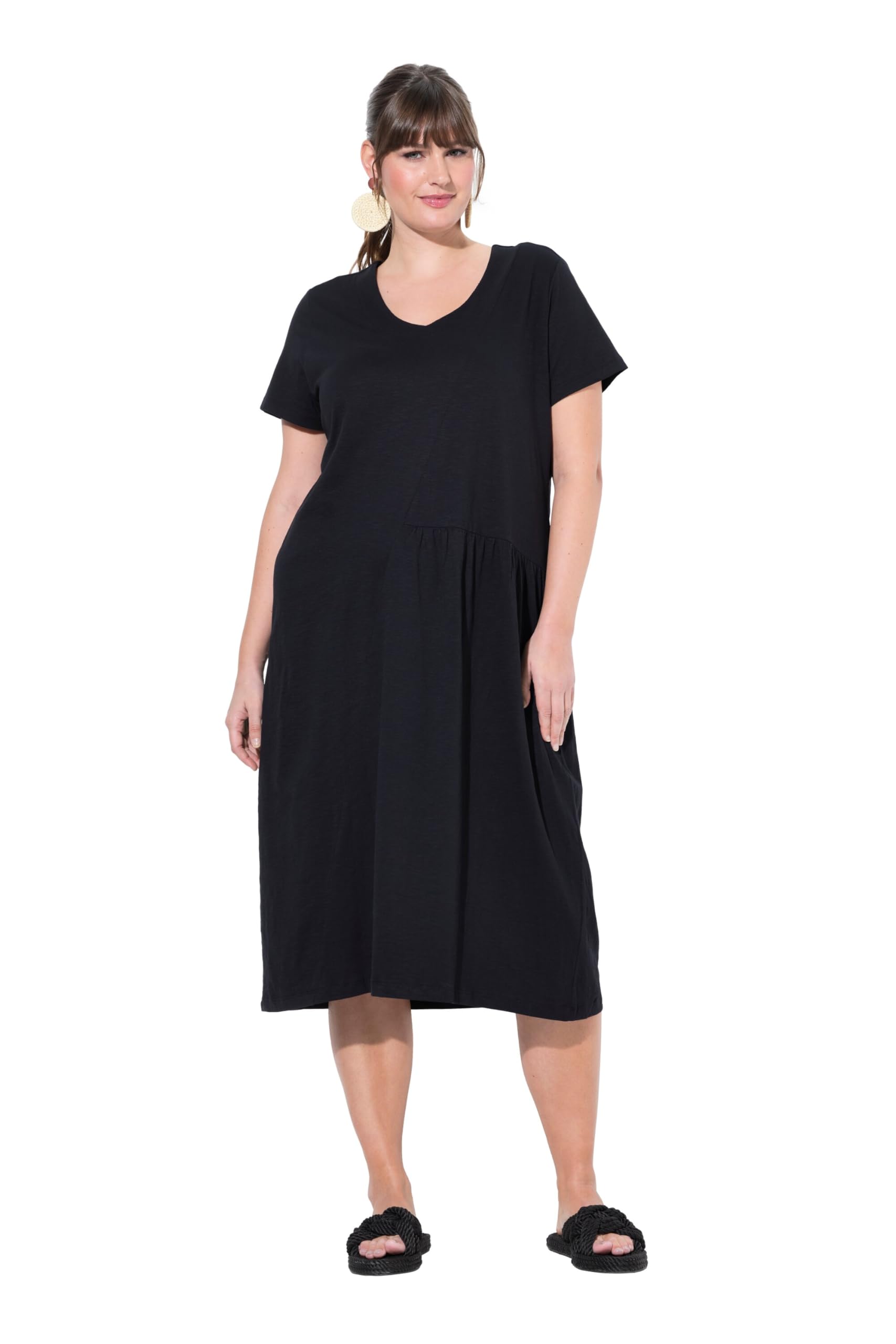 Ulla Popken Women's A-Line Dress Dividing Seams, 1/2 Sleeve