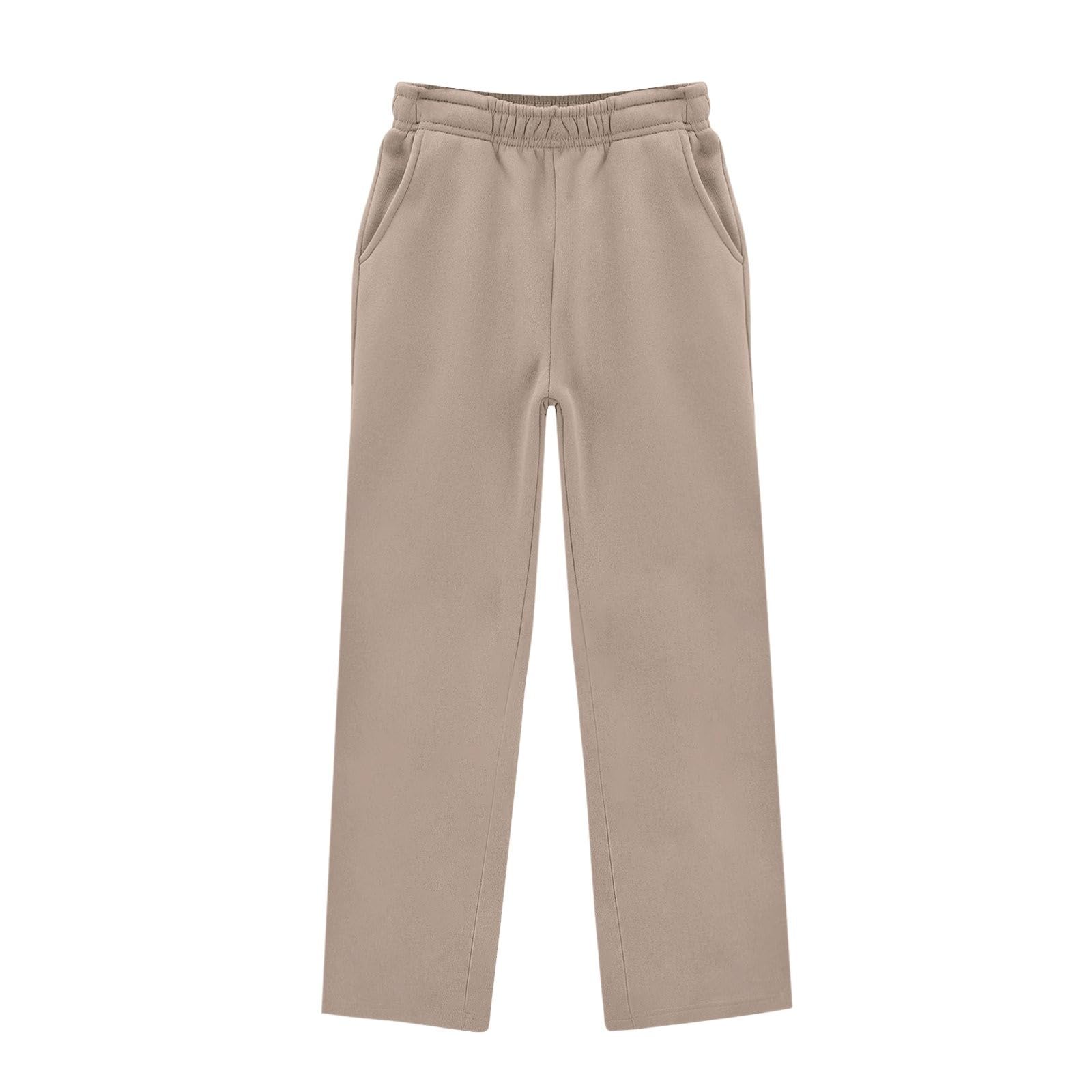Kinder-Kapuzen-Sweathosen-Set, weites Bein, Khaki, 11–12 Jahre