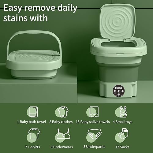 Miniatura 3 de Lavadora portátil, mini lavadora plegable de 8 litros, lavadora portátil FOVXYVO para ropa interior, calcetines, ropa de bebé, toallas, artículos