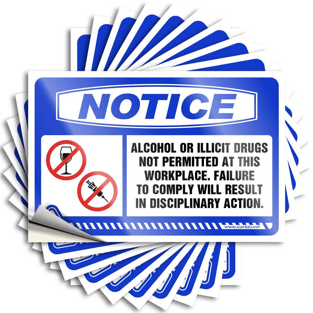 Fzfn Colour Tall Stickers, Teen Decor Tumbler Notice Alcohol Or Illicit Drugs Not Permitted At This Workplace Failure To | Funny Quote Paw Decals(12X18cm)