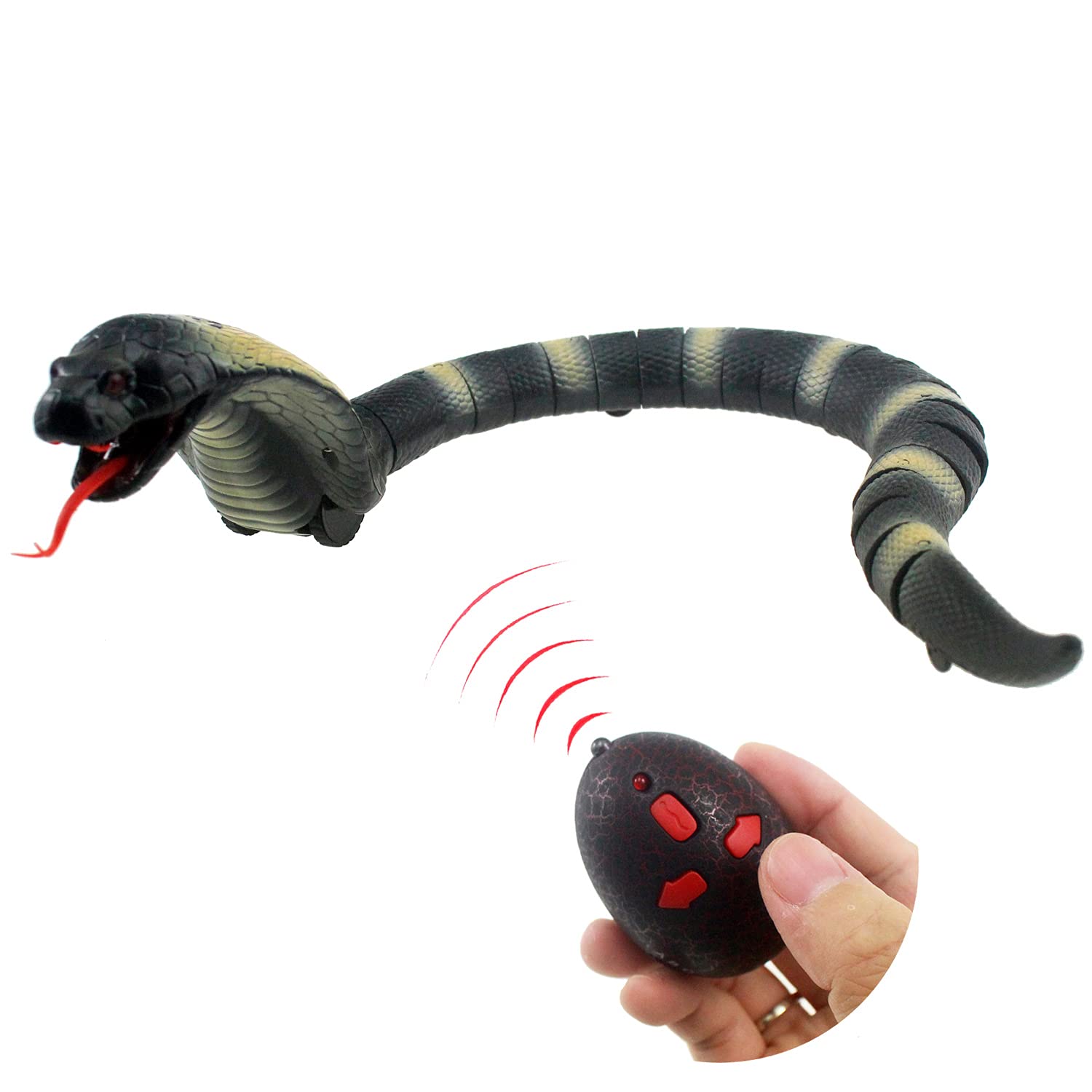 RC Snake Télécommande infrarouge Cobra Naja Animal Voiture Véhicule farce Jouet Effrayant Réaliste Anniversaire Enfants (Gris)