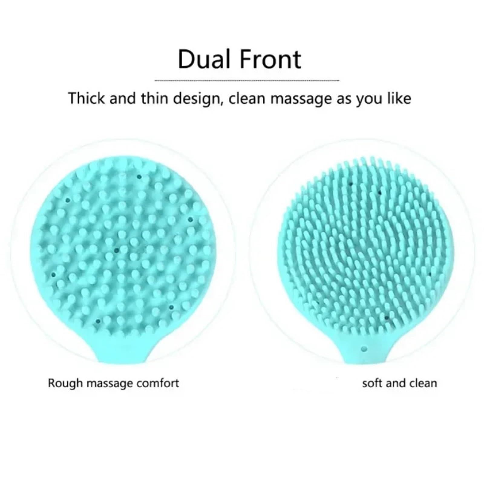 2 uds cepillo corporal de ducha doble cara silicona con mango largo baño masaje espalda exfoliante para Mujeres, Hombres
