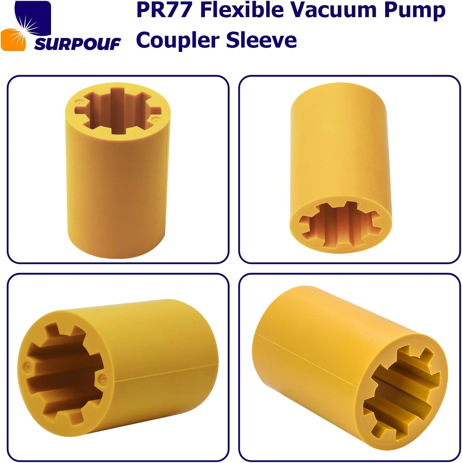 PR77 Flexible Vacuum Pump Coupler Sleeve, Flexible Drive Section,Yellow