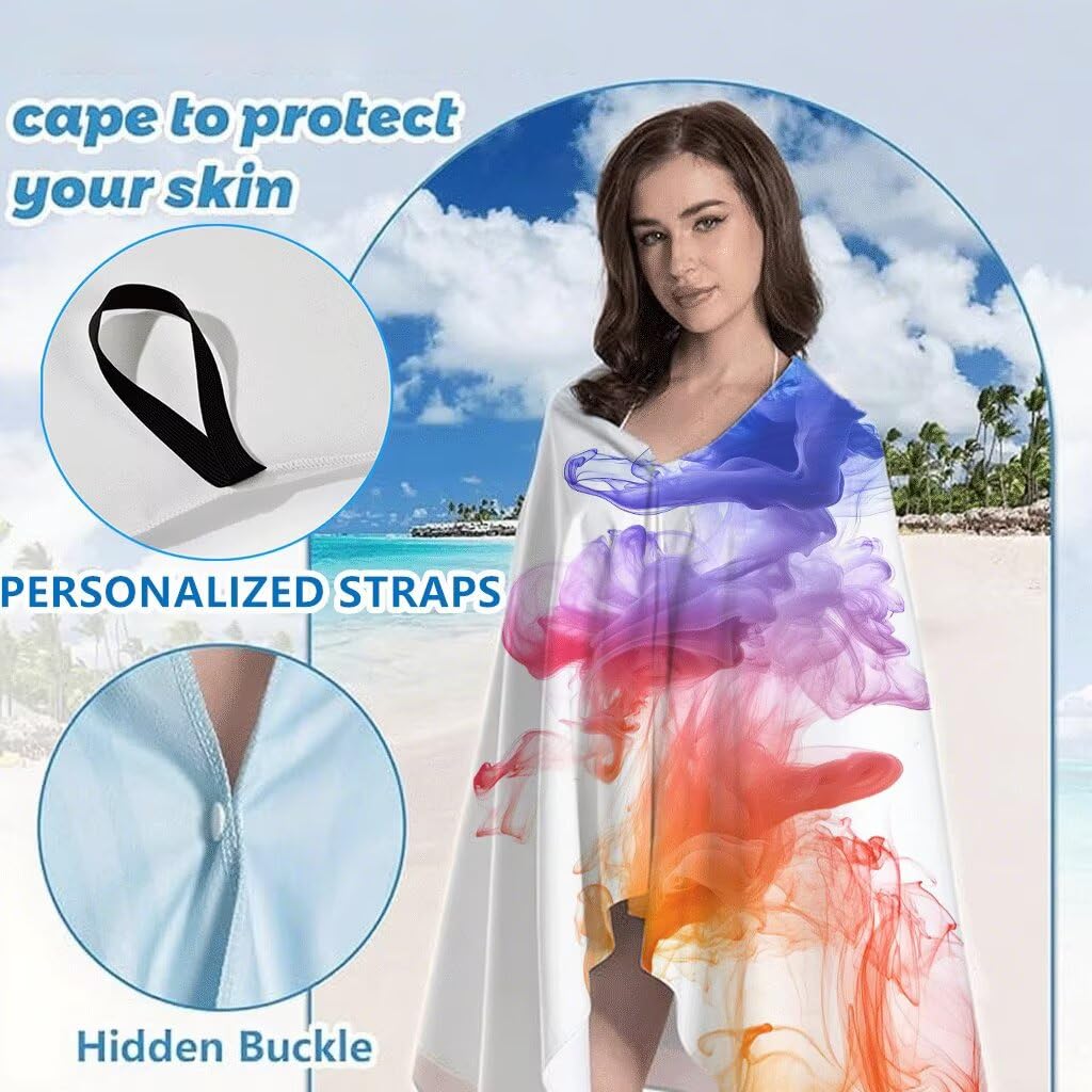 Serviette de Plage 90x180cm, Couleur Serviette Microfibre Lot de 2 Abstrait Motif Ultra Absorbantes Séchage Rapide Anti Sable Légère Drap de Plage Bouton Pression Design pour Piscine Sauna, Model602