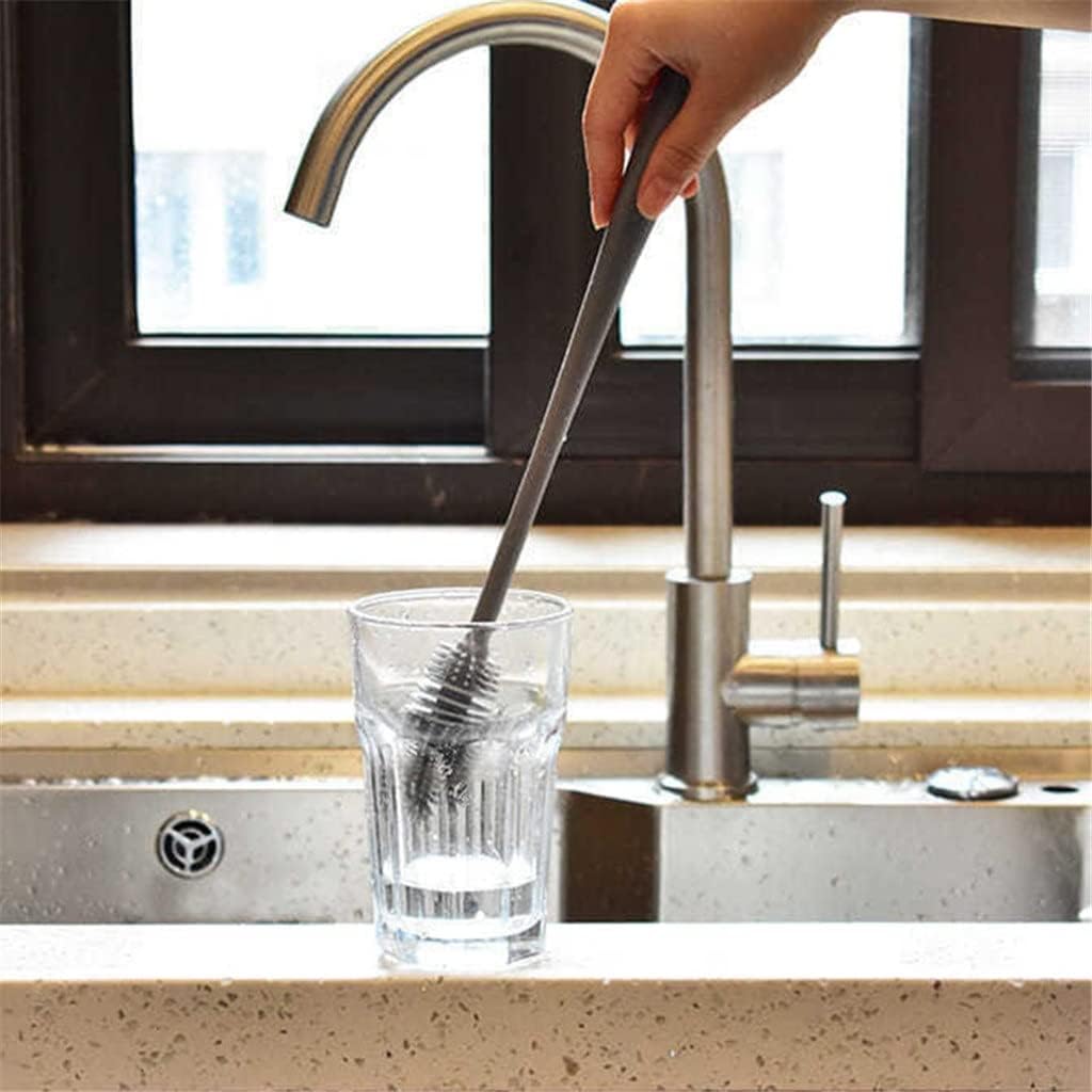 Silicone Cup Brush Scrubber Glass Cleaner Kitchen Cleaning Tool Long Handle Drink Bottle